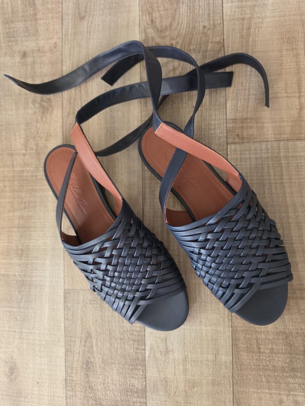 Loro Piana Blue Woven Leather Kristin Flat Sandals Size 38 - Picture 13 of 16